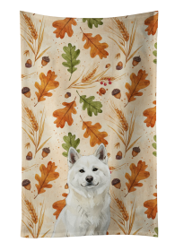 White Akita Heirloom Fall Kitchen Towel