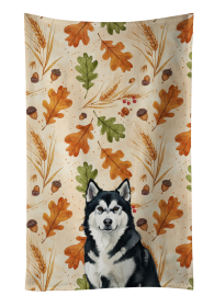 Black and White Alaskan Malamute Heirloom Fall Kitchen Towel