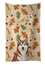 Red and White Alaskan Malamute Heirloom Fall Kitchen Towel