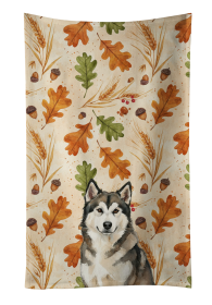 Sable and White Alaskan Malamute Heirloom Fall Kitchen Towel