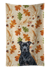 Black American Staffordshire Terrier Heirloom Fall Kitchen Towel