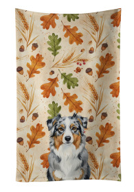 Blue Merle Australian Shepherd Heirloom Fall Kitchen Towel