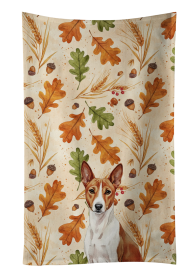 Red and White Basenji Heirloom Fall Kitchen Towel