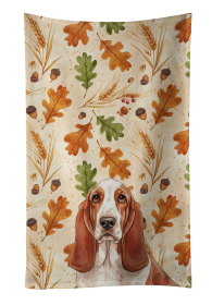 Red and White Basset Hound Heirloom Fall Kitchen Towel