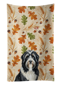 Black Bearded Collie Heirloom Fall Kitchen Towel