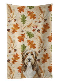 Brown Bearded Collie Heirloom Fall Kitchen Towel