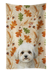 White and Cream Bichon Frise Heirloom Fall Kitchen Towel