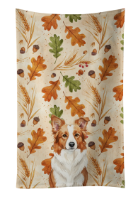 Red and White Border Collie Heirloom Fall Kitchen Towel
