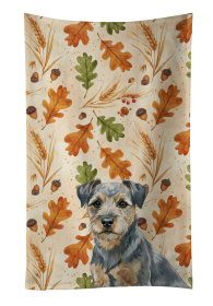 Blue and Tan Border Terrier Heirloom Fall Kitchen Towel
