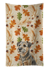 Grizzle and Tan Border Terrier Heirloom Fall Kitchen Towel