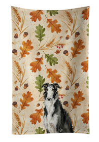 Black and White Borzoi Heirloom Fall Kitchen Towel