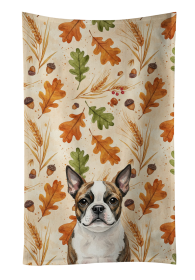 Brindle Boston Terrier Heirloom Fall Kitchen Towel