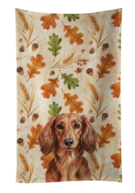Longhaired Red Dachshund Heirloom Fall Kitchen Towel