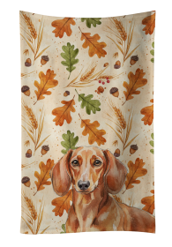 Red Brown Dachshund Heirloom Fall Kitchen Towel
