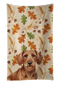 Wirehaired Red Dachshund Heirloom Fall Kitchen Towel