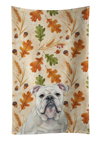 White English Bulldog Heirloom Fall Kitchen Towel