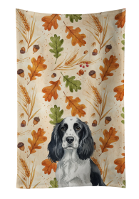 Black and White English Springer Spaniel Heirloom Fall Kitchen Towel