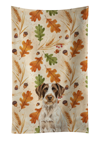 Liver and White German Wirehaired Pointer Heirloom Fall Kitchen Towel