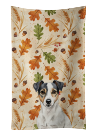 White and Black Jack Russell Terrier Heirloom Fall Kitchen Towel