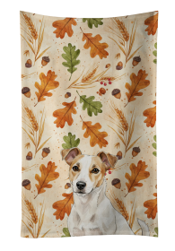 White and Tan Jack Russell Terrier Heirloom Fall Kitchen Towel