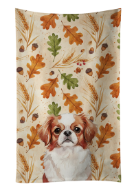 Red and White Japanese Chin Heirloom Fall Kitchen Towel
