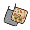 Gold Lhasa Apso Heirloom Fall Pair of Pot Holders