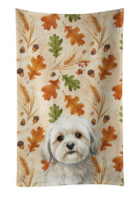 White Lhasa Apso Heirloom Fall Kitchen Towel