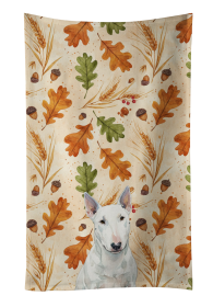 White Miniature Bull Terrier Heirloom Fall Kitchen Towel