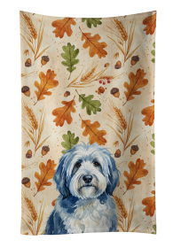 Blue and White Old English Sheepdog Heirloom Fall Kitchen Towel