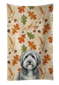 Gray and White Old English Sheepdog Heirloom Fall Kitchen Towel