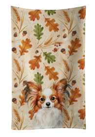 White with Red Papillon Heirloom Fall Kitchen Towel
