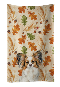 White with Sable Papillon Heirloom Fall Kitchen Towel