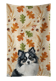 Black and White Pomeranian Heirloom Fall Kitchen Towel