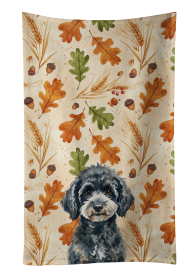 Miniature Black Poodle Heirloom Fall Kitchen Towel