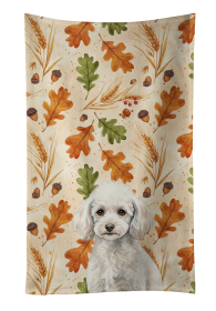 Miniature White Poodle Heirloom Fall Kitchen Towel