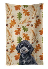 Toy Black Poodle Heirloom Fall Kitchen Towel