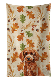 Toy Red Poodle Heirloom Fall Kitchen Towel