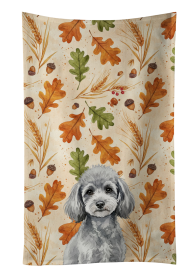 Toy Silver Poodle Heirloom Fall Kitchen Towel