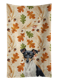 Black and White Rat Terrier Heirloom Fall Kitchen Towel