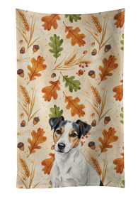 White with Black Markings Russell Terrier Heirloom Fall Kitchen Towel