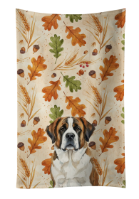 Brindle and White Saint Bernard Heirloom Fall Kitchen Towel