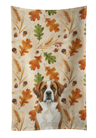 Brown and White Saint Bernard Heirloom Fall Kitchen Towel