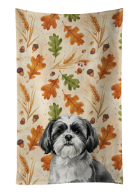 Black and White Shih Tzu Heirloom Fall Kitchen Towel