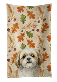 Gold and White Shih Tzu Heirloom Fall Kitchen Towel