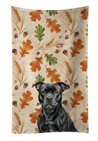 Black Staffordshire Bull Terrier Heirloom Fall Kitchen Towel