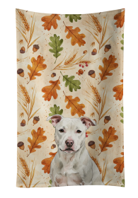White Staffordshire Bull Terrier Heirloom Fall Kitchen Towel
