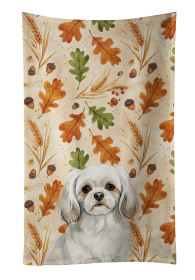 White Tibetan Spaniel Heirloom Fall Kitchen Towel