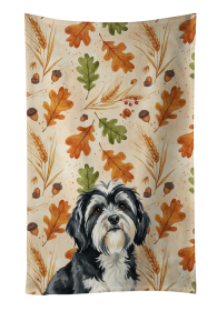 Black and White Tibetan Terrier Heirloom Fall Kitchen Towel