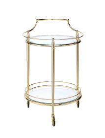 21" X 20" X 31" Gold And Clear Glass Serving Cart