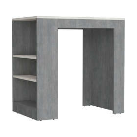 36" Gray Wood Kitchen Island With Storage